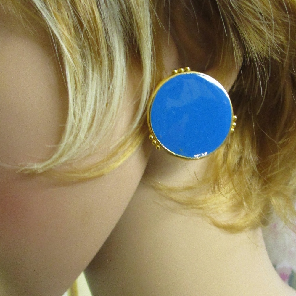 Nina Ricci? Vintage Cobalt Blue Gold Earrings
